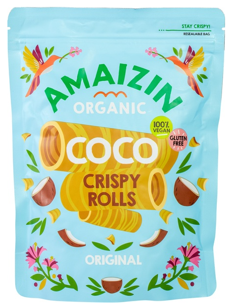 Rurki waflowe kokosowe bezglutenowe BIO 140 g — Amaizin