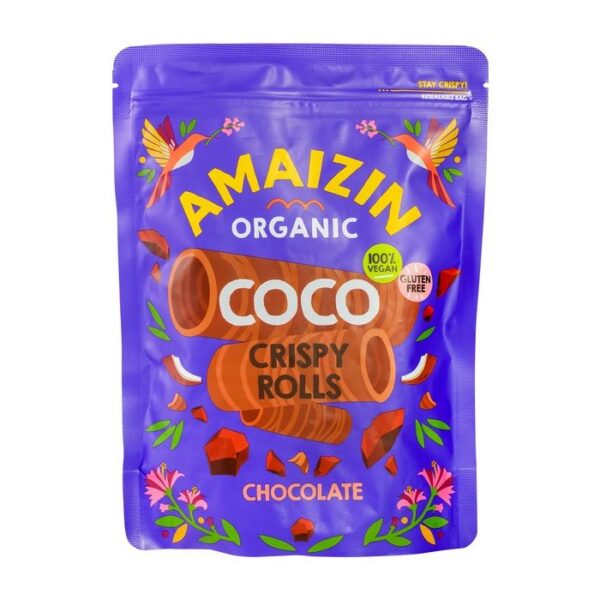 Rurki waflowe kokosowo-czekoladowe bezglutenowe BIO 140 g — Amaizin