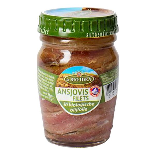 Anchois (sardele) filety w BIO oliwie z oliwek extra virgin 78 g (słoik) — La Bio Idea