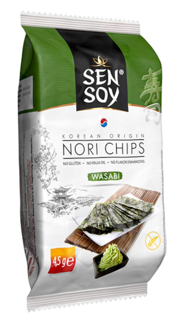 Chipsy nori wasabi bezglutenowe 4,5 g — Sen Soy