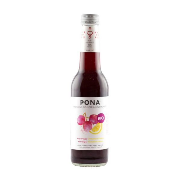 Napój musujący czerwone winogrona-cytryna bez dodatku cukrów BIO 330 ml — Pona