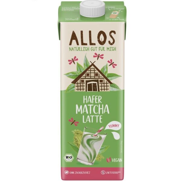 Napój owsiany matcha latte bez dodatku cukrów BIO 1 L — Allos
