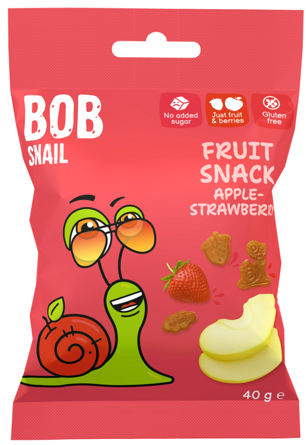 Żelki jabłko-truskawka bez żelatyny bezglutenowe 40 g — Bob Snail