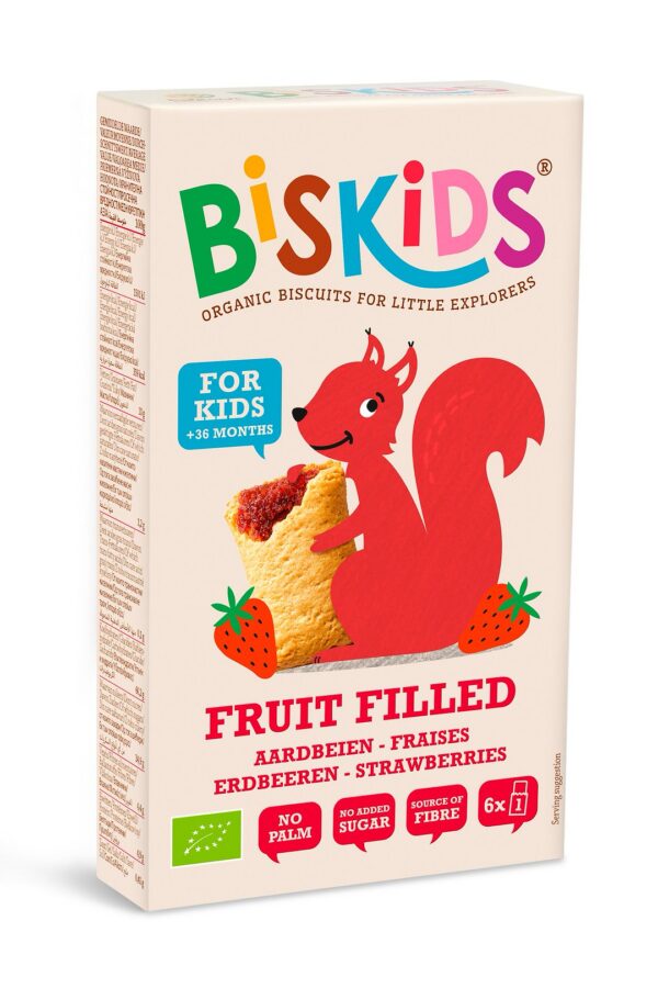 Ciasteczka z nadzieniem truskawkowym od 3 roku BIO 120 g — Biskids