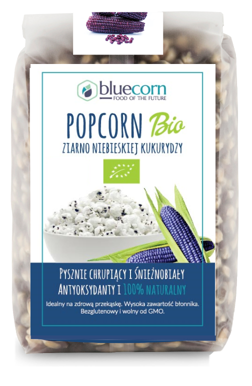 Popcorn (ziarno kukurydzy niebieskiej) bezglutenowe BIO 350 g — Bluecorn
