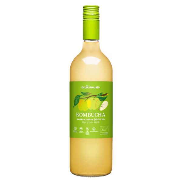 Kombucha o smaku kwaśnego zielonego jabłka BIO 750 ml — Delikatna