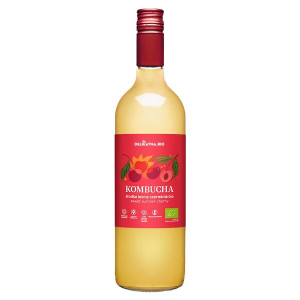 Kombucha o smaku słodkiej letniej czereśni BIO 750 ml — Delikatna