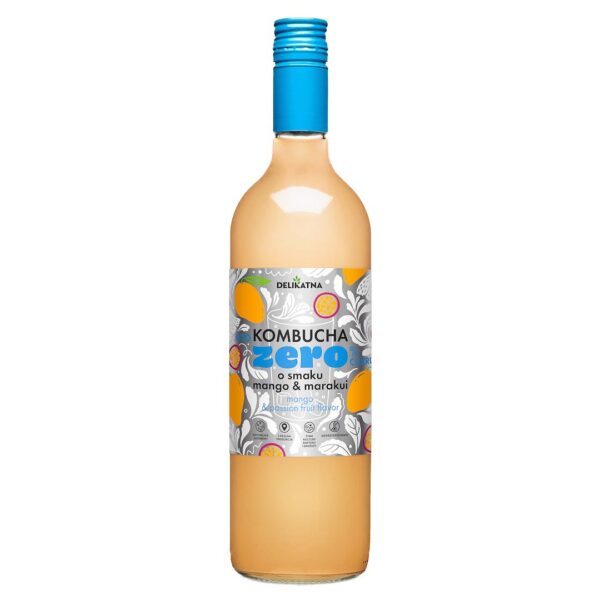 Kombucha o smaku mango i marakui zero % cukru 750 ml — Delikatna