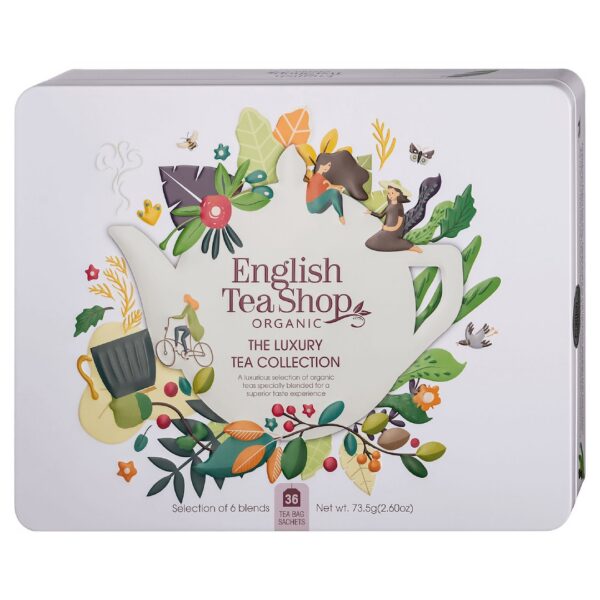Zestaw herbat i herbatek luksusowych BIO w puszce (the luxury-6 smaków) (36 x 2,04 g) 73,5 g — English Tea Shop Organic