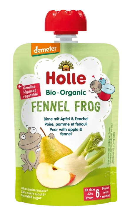 Mus koperkowa żaba (gruszka-jabłko-koper włoski) bez dodatku cukrów bezglutenowa od 6 miesiąca Demeter BIO 100 g — Holle