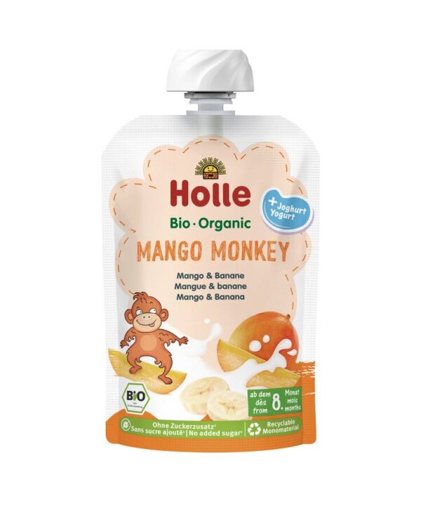 Mus mango małpka (jogurt-mango-banan) bez dodatku cukrów od 8 miesiąca BIO 100 g — Holle