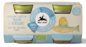 Pstrąg z warzywami bezglutenowy od 4 miesiąca BIO (2 x 80 g) 160 g — Alce Nero — zdjęcie 2