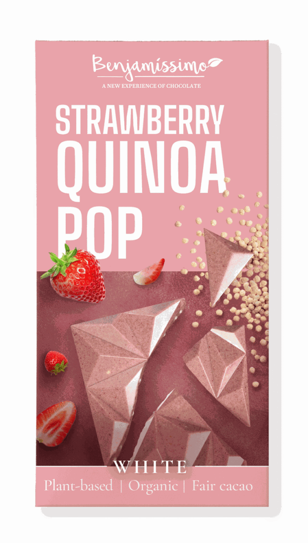 Tabliczka kakaowa truskawka-quinoa bezglutenowa BIO 60 g — Benjamissimo