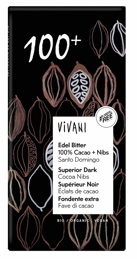 Tabliczka gorzka 100 % kakao BIO 80 g — Vivani